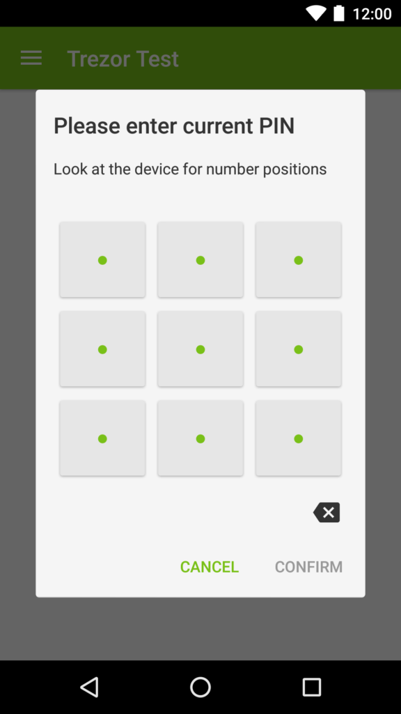 Trezor Mobil Enter PIN