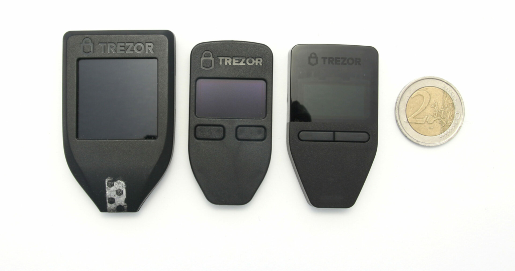 Comparación de tamaños del Trezor Safe 3