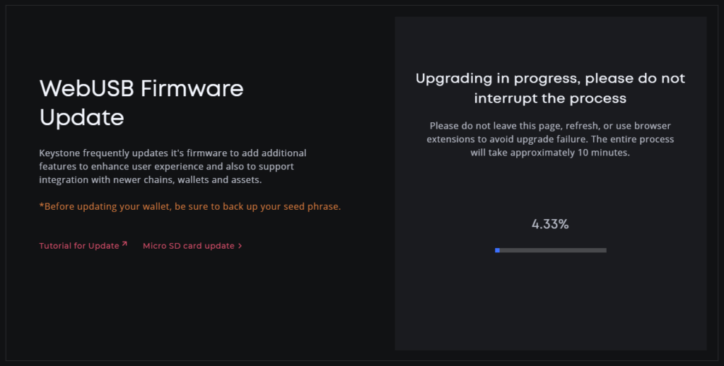 Actualización del Firmware de Keystone 3 Pro