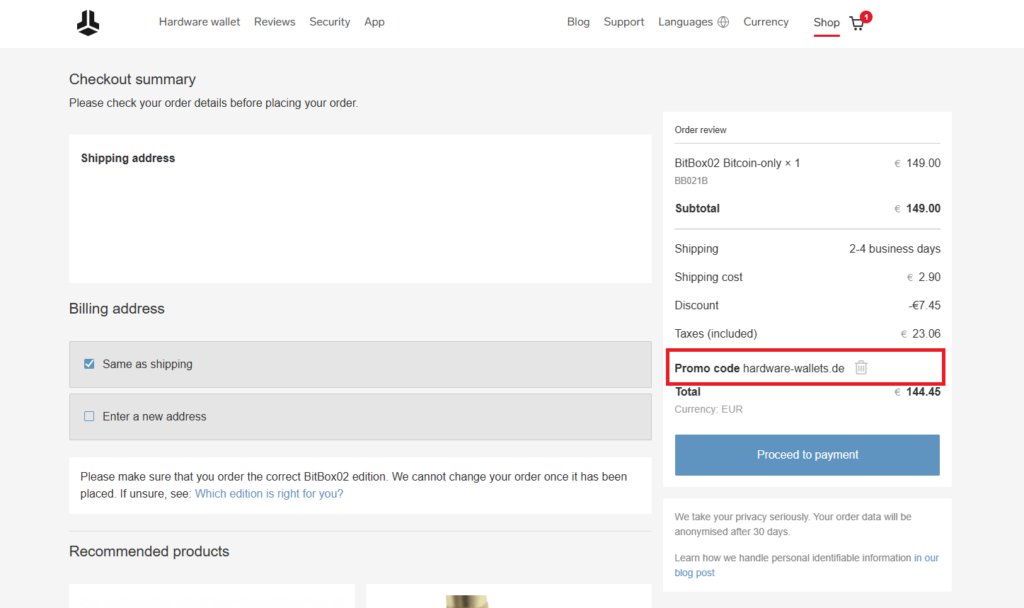 Código promocional Bitbox